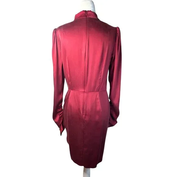 Zimmermann Draped Mini Dress in Garnet 2/Medium New Womens Long Sleeve Silk - Picture 5 of 16